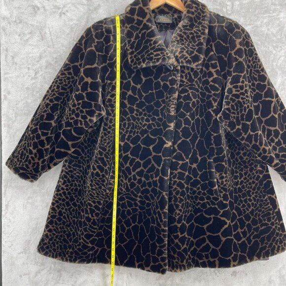 Vintage 90s Express Faux Fur Animal Print Coat Jacket Luxe USA Made - Picture 11 of 13